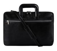 Time Resistance Leder Aktentasche Herren mit Schultergurt - Handgefertigt in Italien - Arbeitstasche - Businesstasche - Umhängetasche - Schwarz