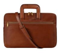 Time Resistance Leder Aktentasche Herren mit Schultergurt - Handgefertigt in Italien - Arbeitstasche - Businesstasche - Umhängetasche - Orange