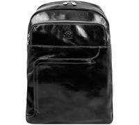 Time Resistance Schwarz Leder Business Rucksack - Leder Rucksack für Laptop oder A4 Portfolio - Computer Rucksack Made in Italy