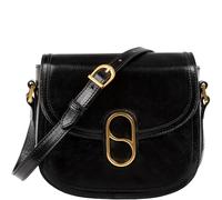 Time Resistance Vollnarbenleder Umhängetasche - Schultertasche mit Magnetverschluss - Lederhandtasche für Damen (Schwarz)