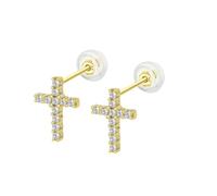 TIME ROAD Ohrringe HIN00405 Gold Kreuz Damen, Goldfarben, Kein Edelstein