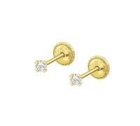 TIME ROAD Ohrringe Mädchen Baby Gold 9K - Ohrstecker 2 mm - Kinderohrringe Gold Schraubverschluss Sicher - 3-24 Monate - Geschenk Taufe Geburt Geburtstag HIN00158/2