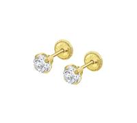 TIME ROAD Ohrringe Mädchen Baby Gold 9K - Ohrstecker 4 mm - Kinderohrringe Gold Schraubverschluss Sicher - 3-24 Monate - Geschenk Taufe Geburt Geburtstag LG00083/4