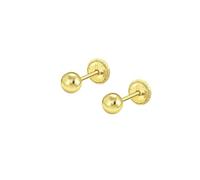 TIME ROAD Ohrringe Mädchen Baby Gold 9K - Ohrstecker 4 mm - Kinderohrringe Gold Schraubverschluss Sicher - 3-24 Monate - Geschenk Taufe Geburt Geburtstag LG00108/4