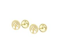 TIME ROAD Ohrringe Mädchen Baby Gold 9K - Ohrstecker Baum des Lebens 6 mm - Kinderohrringe Gold Schraubverschluss Sicher - 3-24 Monate - Geschenk Taufe Geburt Geburtstag HIN00004/6