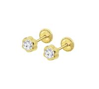 TIME ROAD Ohrringe Mädchen Baby Gold 9K - Ohrstecker Blume 4 mm - Kinderohrringe Gold Schraubverschluss Sicher - 3-24 Monate - Geschenk Taufe Geburt Geburtstag HIN00267/4