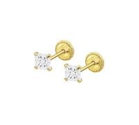 TIME ROAD Ohrringe Mädchen Baby Gold 9K - Ohrstecker Geometrisch 4 mm - Kinderohrringe Gold Schraubverschluss Sicher - 3-24 Monate - Geschenk Taufe Geburt Geburtstag HIN00161/4