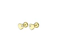 TIME ROAD Ohrringe Mädchen Baby Gold 9K - Ohrstecker Herz 5 mm - Kinderohrringe Gold Schraubverschluss Sicher - 3-24 Monate - Geschenk Taufe Geburt Geburtstag LG00124/5