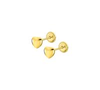 TIME ROAD Ohrringe Mädchen Baby Gold 9K - Ohrstecker Herz - Kinderohrringe Gold Schraubverschluss Sicher - 3-24 Monate - Geschenk Taufe Geburt Geburtstag LG00317