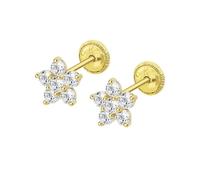 TIME ROAD Ohrringe Mädchen Baby Gold 9K - Ohrstecker Stern 8 mm - Kinderohrringe Gold Schraubverschluss Sicher - 3-24 Monate - Geschenk Taufe Geburt Geburtstag HIN00343/8