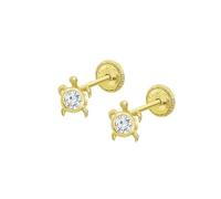 TIME ROAD Ohrringe Mädchen Gold 9K - Ohrstecker Tiere - Kinderohrringe Schraubverschluss Sicher - Geschenk Kommunion Geburtstag HIN00040