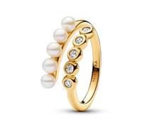 Timeless Damenring mit Perlen, Kristallen, IP Gold