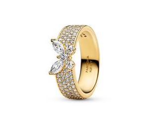 Timeless Damenring Schmetterling, IP Gold, Zirkonia