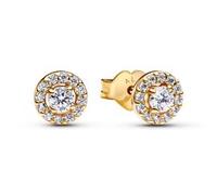 Pandora Ohrring Timeless Runder Pavé-Strahlenkranz Sterling Silber vergoldet mit Zirkonia 263019C01