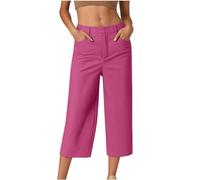 TIMELYE Caprihose Damen Sommer Casual 3/4 Hose Atmungsaktiv Outdoor Jogginghose Wanderhose Stretch Leichte Sommerhose mit Taschen Freizeit Leichte Sommerhose Crop Büro Bürohose