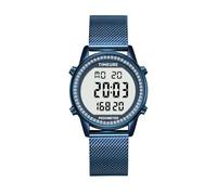 TIMEURE Damen Schrittzähler Uhr, Stilvolles Design, gut ablesbar, zeichnet Kalorien, Schritte, Kilometerstand, Countdown und Alarm auf, mit Hintergrundbeleuchtung, TU-2401 (Blau mit Diamanten)