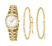 Timever Damen-Armbanduhr-Set, 18 Karat vergoldet, Armreif, Armband, Ring für Frauen, zierliche Damen-Armbanduhr, wasserdicht, analoge Uhr mit leuchtend, Valentinstag, Jahrestag, Geburtstag, Geschenke