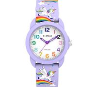 Timex Armbanduhr für Jugendliche, Kinder, 30 mm, Violettes Armband, weißes Zifferblatt, Violettes Gehäuse