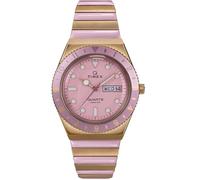 Timex Damenuhr Q 36mm, Bicolor/Gold Ton/Pink