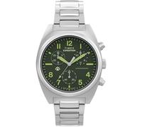 Timex Expedition Capstone Chronograph für Herren, 41 mm, silberfarbenes Armband, grünes Zifferblatt, silberfarbenes Gehäuse