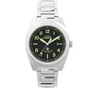 Timex Expedition Capstone Herren-Armbanduhr, 39 mm, Edelstahlarmband, schwarzes Zifferblatt, silberfarbenes Gehäuse
