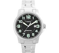 Timex Expedition Field Herren-Armbanduhr, 40 mm, Edelstahl-Erweiterungsband, schwarzes Zifferblatt, Edelstahlgehäuse, Edelstahl