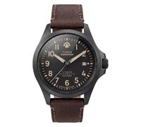 Timex Expedition Field Post Automatikuhr für Herren, 41 mm, braunes Armband, schwarzes Zifferblatt, schwarzes Gehäuse