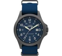 Timex Expedition Field Post Solar Herren-Armbanduhr, 41 mm, blaues Slip-Thru Doppelschicht, blaues Zifferblatt, Gunmetal Gehäuse