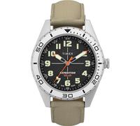 Timex Expedition Field Solar Herren-Armbanduhr, 43 mm, hellbraunes Armband, schwarzes Zifferblatt, IP-Stahlgehäuse TW4B30700