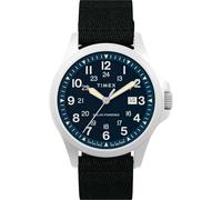 Timex Expedition North Herren-Armbanduhr, 41 mm, schwarzes Armband aus umweltfreundlichem Material, Schnellverschluss, blaues Zifferblatt, Edelstahlgehäuse TW2Y30000