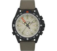 Timex Expedition North Herren-Armbanduhr, 43 mm, grünes, zweiteiliges Lederarmband Ecco DriTan™ mit Schnellverschluss, beiges Zifferblatt, schwarzes IP-Gehäuse TW2V21800