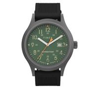 Timex Expedition Scout Herren-Armbanduhr, 40 mm, schwarzes Silikonarmband, grünes Zifferblatt, metallisch-graues Gehäuse TW4B30200