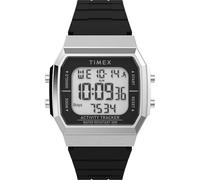 Timex Fitness-Tracker, Armbanduhr, Unisex, 40 mm, rotes Silikonarmband, digitales Zifferblatt, silberfarbenes Gehäuse TW5M60700