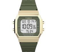 Timex Fitness-Tracker, Armbanduhr, Unisex, 40 mm, schwarzes Silikonarmband, digitales Zifferblatt, goldfarbenes Gehäuse TW5M60800