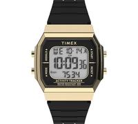 Timex Fitness-Tracker, Sport-Armbanduhr, Unisex, 40 mm, schwarzes Silikonarmband, digitales Zifferblatt, goldfarbenes Gehäuse TW5M60900