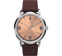 Timex Herren Analog Automatisch Armbanduhr mit einem Lederband Marlin Automatisch