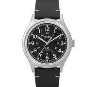 Timex Herren-Armbanduhr MK1, 40 mm, schwarzes zweiteiliges schwarzes Zifferblatt, silberfarbenes Gehäuse