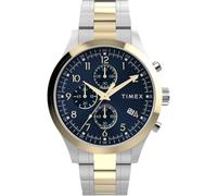 Timex Trend Herren-Armbanduhr, 43 mm, zweifarbiges Edelstahlarmband, blaues Ziffernblatt, zweifarbiges Gehäuse TW2Y01500