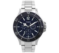 Timex Herren Harborside Multifunktionsuhr 43mm - Blaues Zifferblatt mit Silberfarbenem Gehäuse und Edelstahlarmband TW2U13200