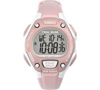 Timex Herren-Uhr Triathlon Classic TW5M67700, 34 mm, pinkfarbenes PU-Armband, digitales Zifferblatt und graues Gehäuse