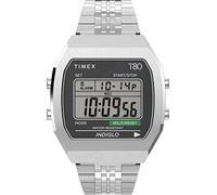 Timex Herrenuhr T80 Unisex Edelstahl Edelstahl Versilbertes Stahlgehäuse Versilbertes Digitales Uhrwerk Versilbertes Zifferblatt Versilbertes Stahlarmband mit Faltschließe 5 ATM