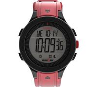 Timex Ironman T200 Armbanduhr, Unisex, 42 mm, rotes Silikonarmband, digitales Zifferblatt, schwarzes Gehäuse TW5M62300