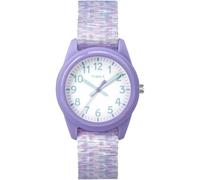 Timex Mädchen Time Machines Lila/Weiß Sport Elastische Stoffband Uhr TW7C12200
