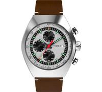 Timex Legacy Tonneau Herrenuhr, 42 mm, schwarzes Armband, schwarzes Zifferblatt, Edelstahlgehäuse, Braun/Silberfarben/Edelstahl, Modern