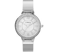Timex Main Street Damen-Armbanduhr, 29 mm, Armband aus silberfarbener Legierung, Perlmutt-Zifferblatt, silberfarbenes Gehäuse TW2Y30400
