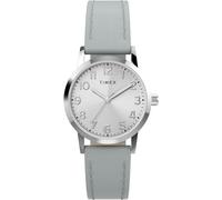 Timex Main Street Damen-Armbanduhr, 30 mm, blaues Armband, silberfarbenes Zifferblatt, silberfarbenes Gehäuse
