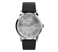 Timex Main Street Herren-Armbanduhr, 38 mm, schwarzes Armband, silberfarbenes Zifferblatt, silberfarbenes Gehäuse