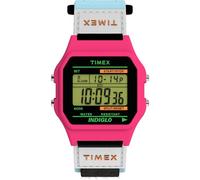 Timex Main Street Unisex-Armbanduhr, 36 mm, blaues Nylonband, digitales Zifferblatt, rosa Gehäuse TW2W72200