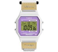 Timex Main Street Unisex-Armbanduhr, 36 mm, weißes Nylonband, digitales Zifferblatt, weißes Gehäuse TW2W72300