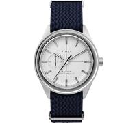 Timex Marlin Jet Herrenuhr, 38 mm, blaues Slip-Thru doppelschichtiges weißes Zifferblatt, Edelstahlgehäuse